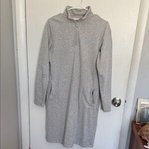 Lands' End Women's Light Gray Sweatshirt Dress